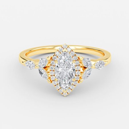 Nhẫn đính hôn kim cương nhân tạo Francis Marquise Halo