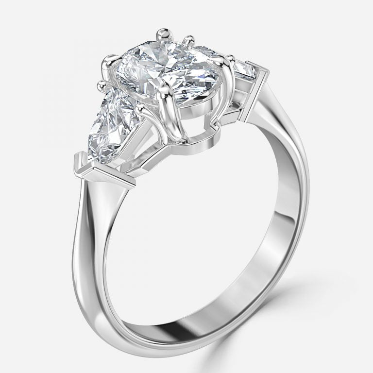 Delaila Oval Three Stone Lab Grown Diamond Engagement Ring