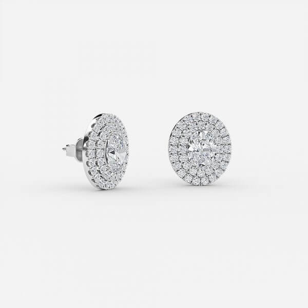 Oval Lab Grown Diamond Double Halo Earring