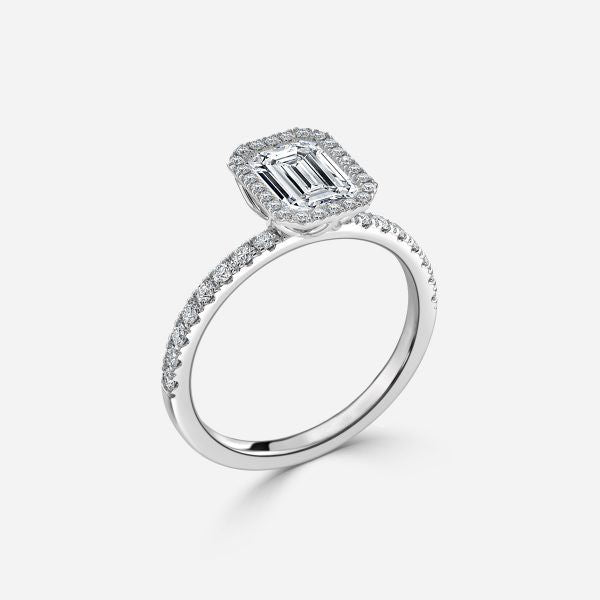 Nhẫn đính hôn kim cương nhân tạo Nefta Emerald Halo