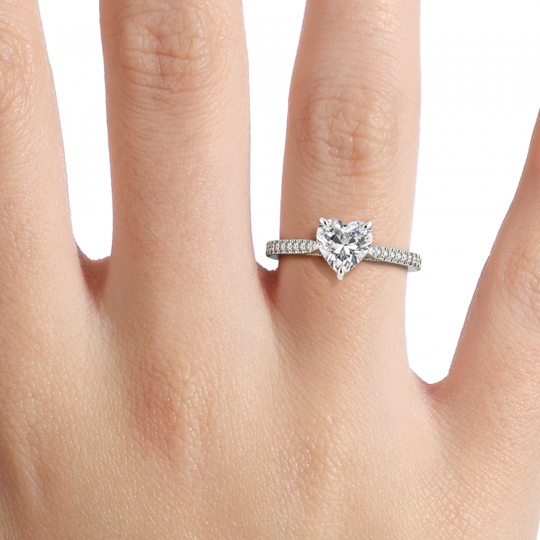 Veronica Heart Hidden Halo Lab Created Diamond Engagement Ring