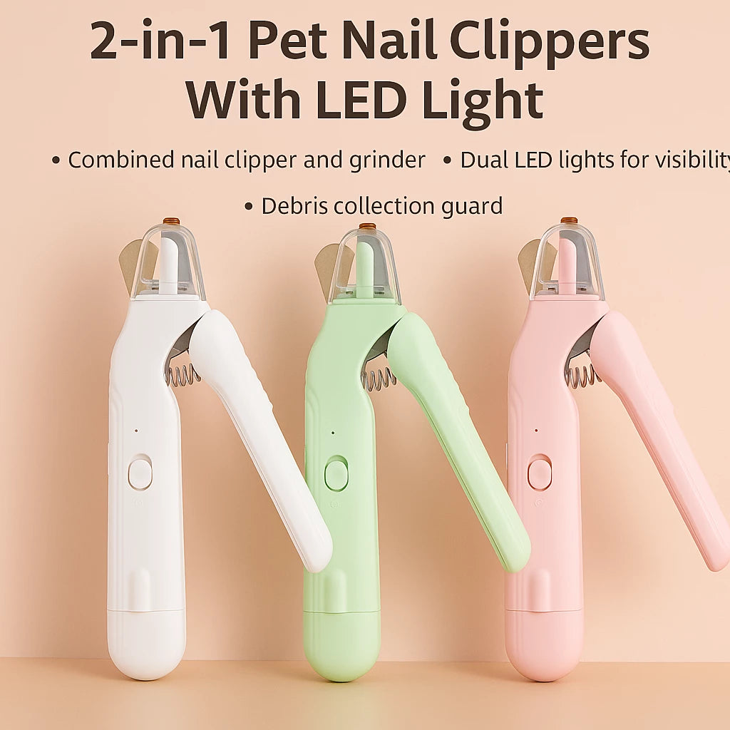 2 In 1 Pet Nail Clippers With Led Light Dog Cat Special Blood Line Scissors Multifunction Animals Paw Nail Trimmer Pet Supplies