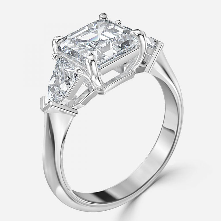 Nhẫn đính hôn ba viên đá Delaila Asscher