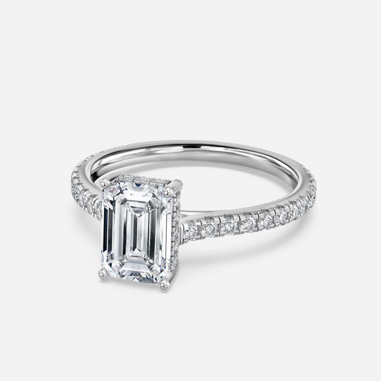 Nanami Emerald Hidden Halo Lab Grown Diamond Engagement Ring
