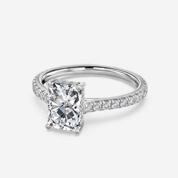 Nhẫn đính hôn kim cương nhân tạo Nanami Radiant Hidden Halo