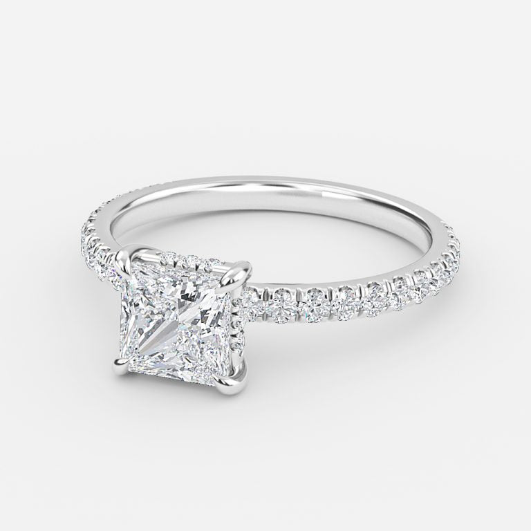 Lucian Princess Hidden Halo Lab Grown Diamond Engagement Ring