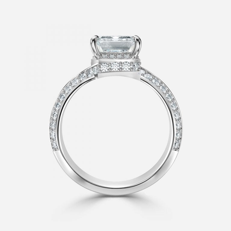 Aria Asscher Hidden Halo Lab Created Diamond Engagement Ring