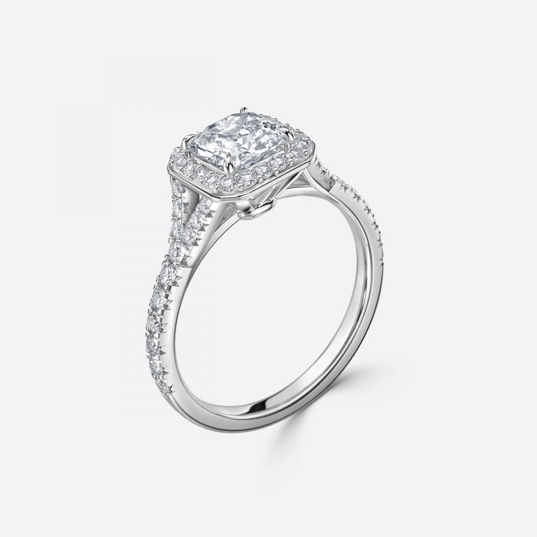 Chelsea Asscher Halo Lab Created Diamond Engagement Ring