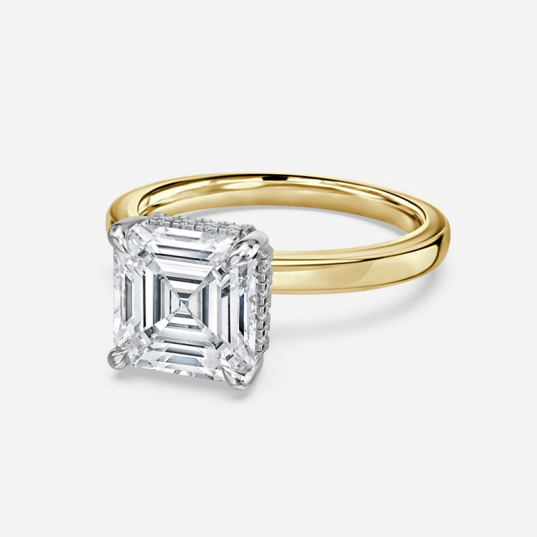 Vina Asscher Hidden Halo Lab Created Diamond Engagement Ring