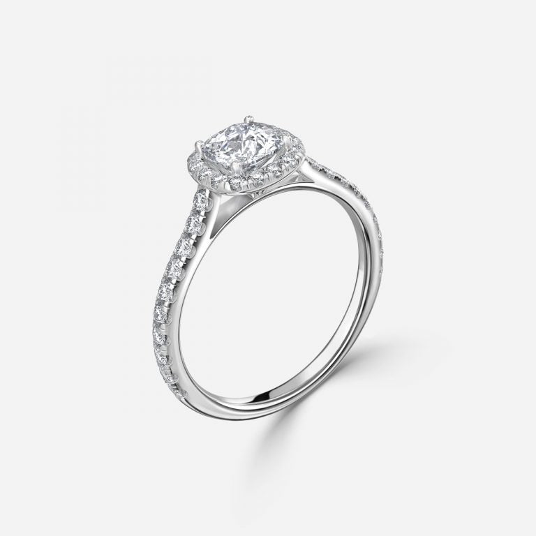 Henssy Cushion Halo Lab Grown Diamond Engagement Ring