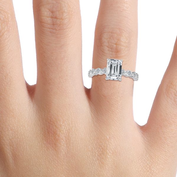 Trinity Emerald Unique Diamond Band Engagement Ring