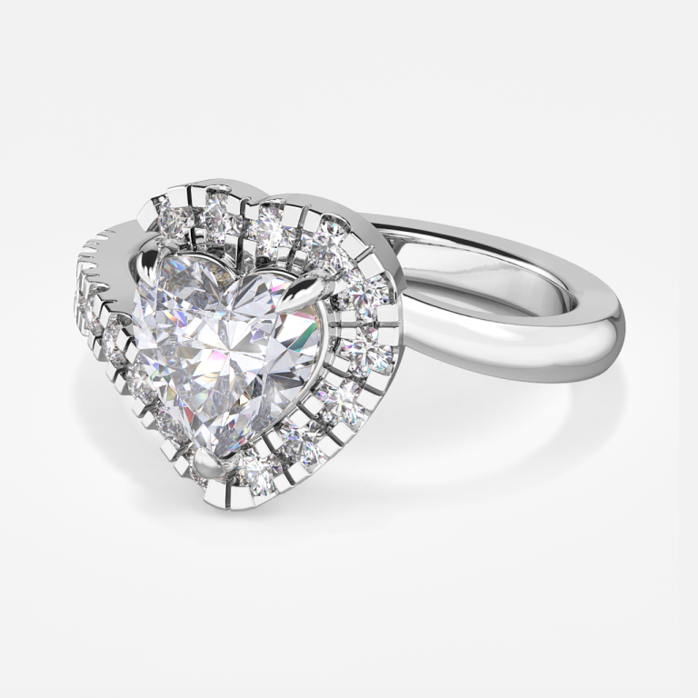 Nhẫn đính hôn kim cương nhân tạo Neto Heart Halo