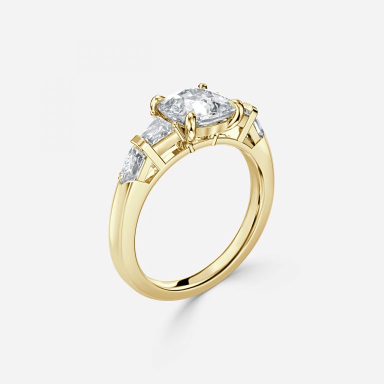 Maya Cushion Three Stone Lab Grown Diamond Engagement Ring