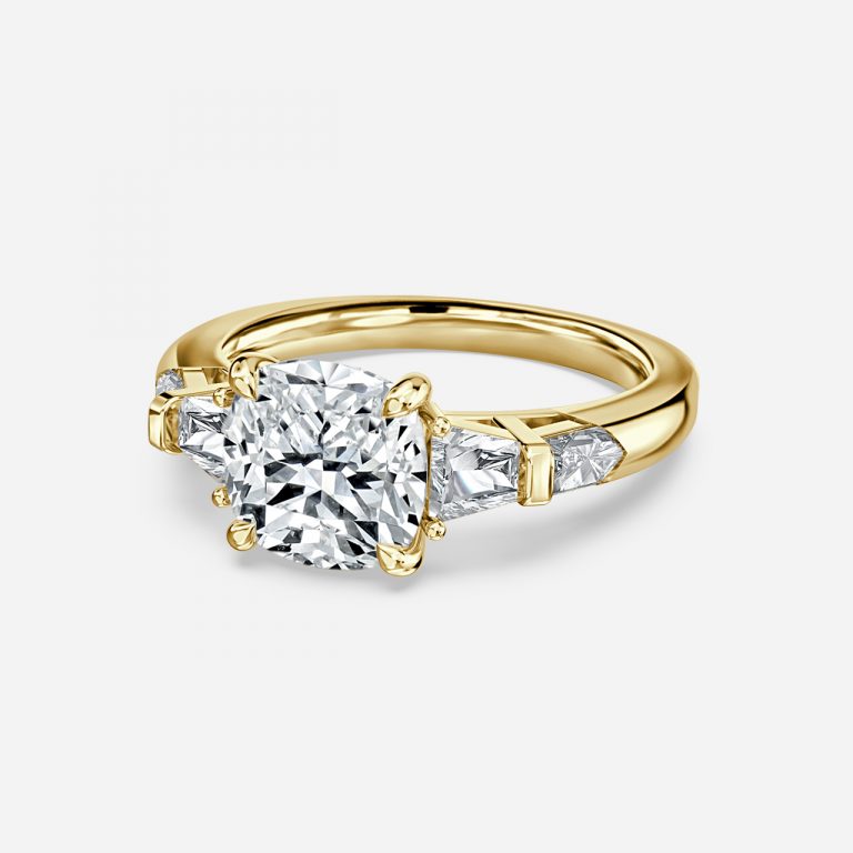 Maya Cushion Three Stone Lab Grown Diamond Engagement Ring