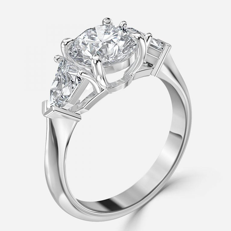 Delaila Round Lab Grown Diamond Three Stone Engagement Ring