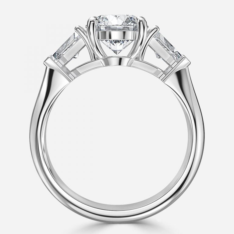 Delaila Round Lab Grown Diamond Three Stone Engagement Ring