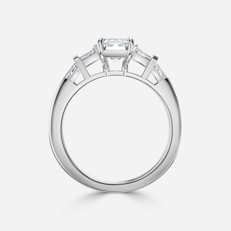 Maya Emerald Three Stone Lab Grown Diamond Engagement Ring