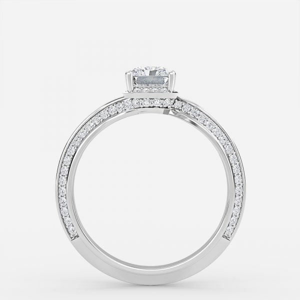 Nhẫn đính hôn kim cương nhân tạo Hidden Halo Radiant của Aria
