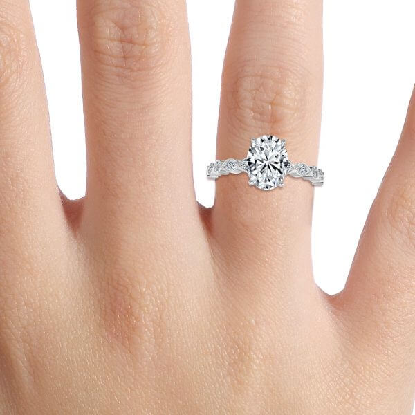 Trinity Oval Unique Lab Grown Diamond Engagement Ring