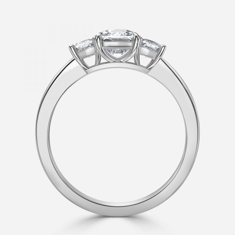 Misty Cushion Three Stone Engagement Ring