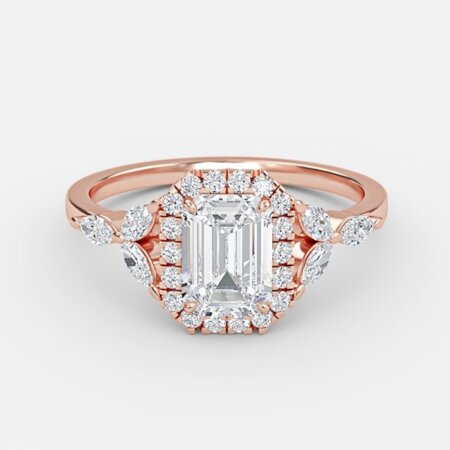Nhẫn đính hôn kim cương nhân tạo Francis Emerald Halo