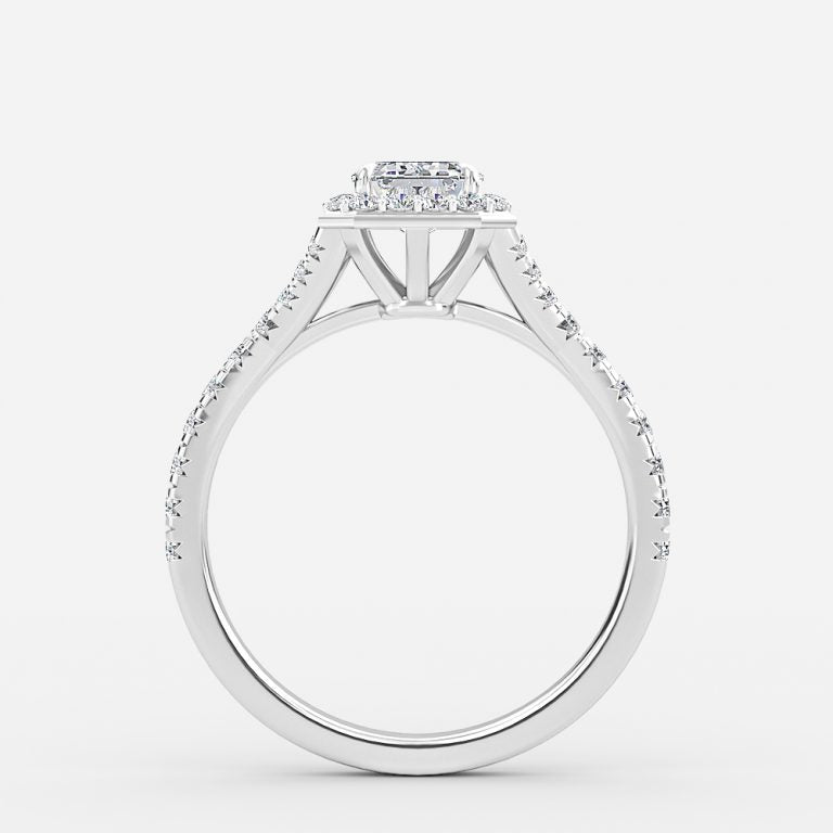 Chelsea Emerald Halo Lab Created Diamond Engagement Ring