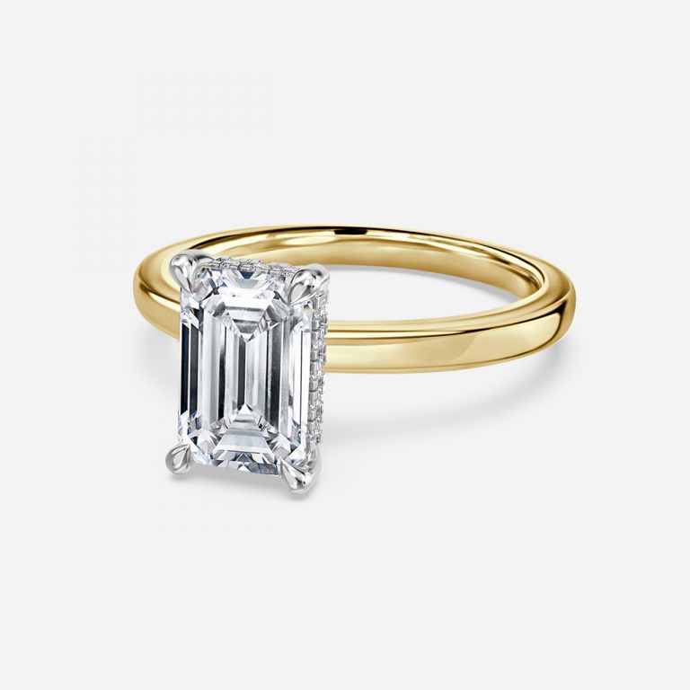 Vina Emerald Hidden Halo Lab Grown Diamond Engagement Ring