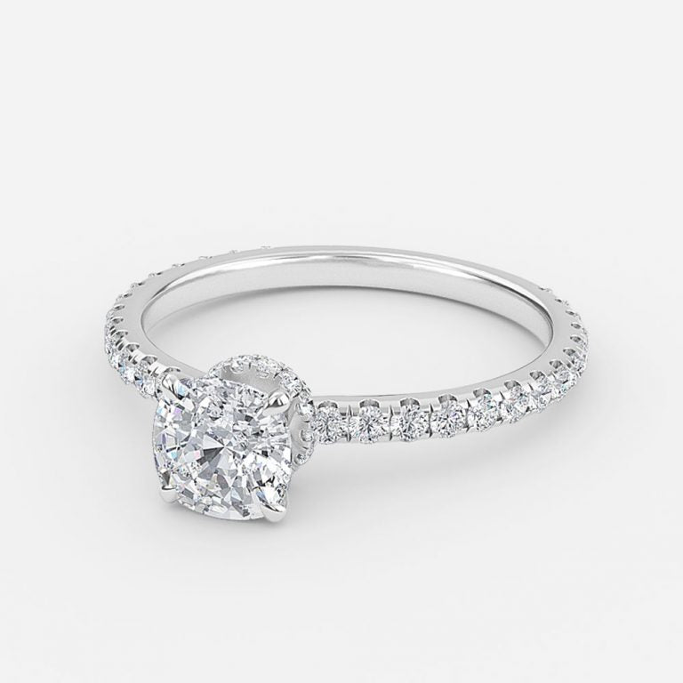 Ambrosia Round Lab Grown Diamond Hidden Halo Engagement Ring