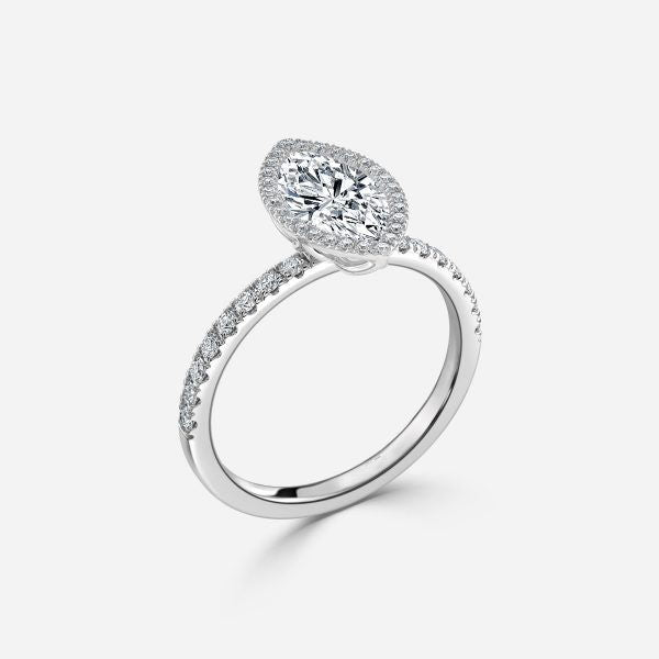 Nhẫn đính hôn kim cương nhân tạo Nefta Marquise Halo