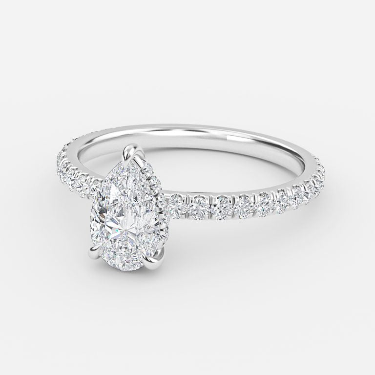 Lucian Pear Hidden Halo Lab Grown Diamond Engagement Ring