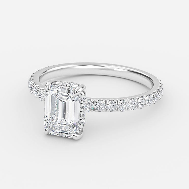Lucian Emerald Hidden Halo Lab Created Diamond Engagement Ring