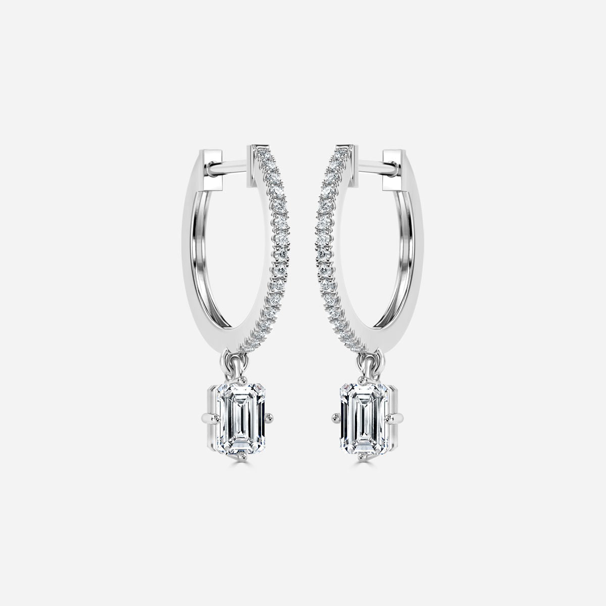 Hoa tai kim cương nhân tạo Sia Emerald Hoop