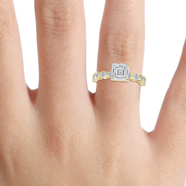 Trinity Asscher Unique Lab Created Diamond Engagement Ring