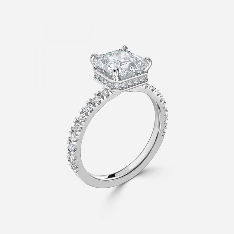 Nhẫn đính hôn kim cương nuôi cấy trong phòng thí nghiệm Kenzo Asscher Hidden Halo