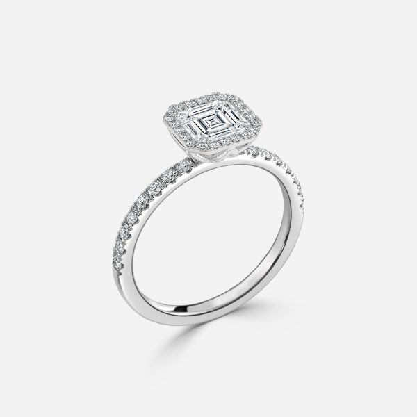 Nhẫn đính hôn kim cương nhân tạo Nefta Asscher Halo