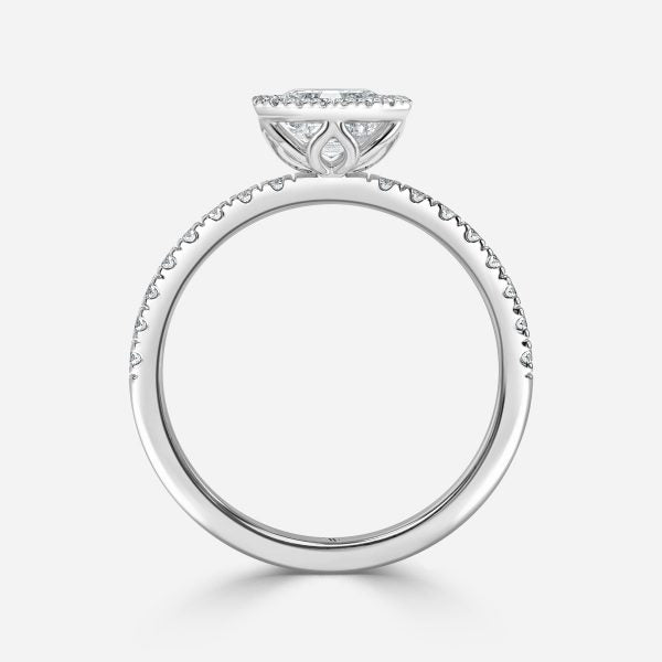 Nhẫn đính hôn kim cương nhân tạo Nefta Asscher Halo