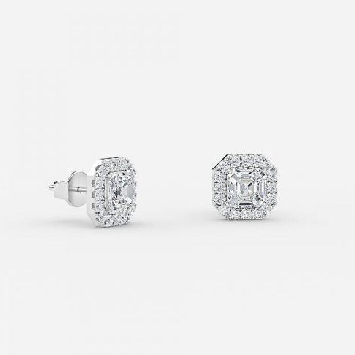 Asscher Lab Grown Diamond Halo Earring