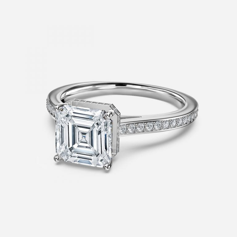 Evelyn Asscher Hidden Halo Lab Grown Diamond Engagement Ring