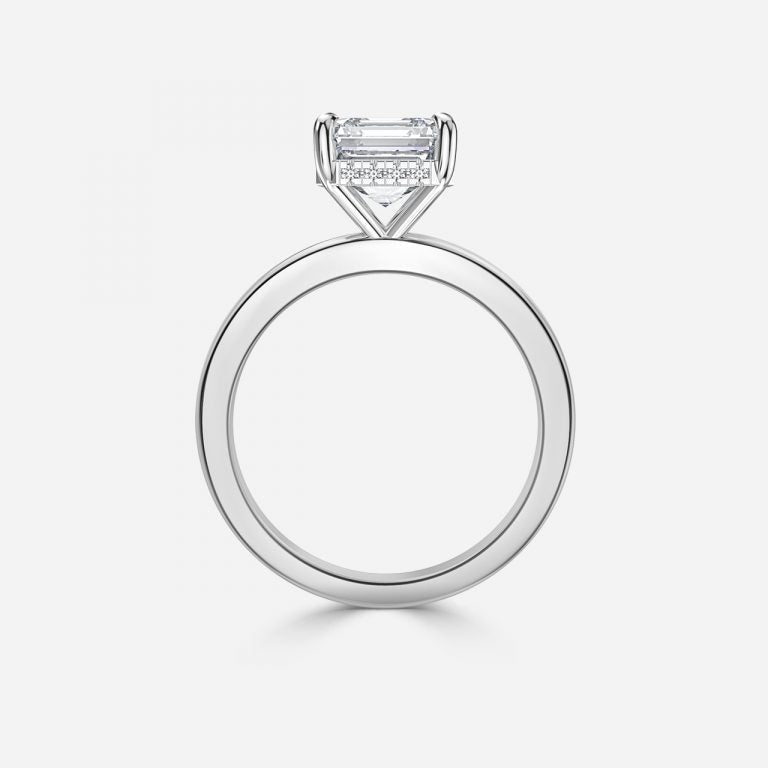 Essian Asscher Hidden Halo Lab Grown Diamond Engagement Ring