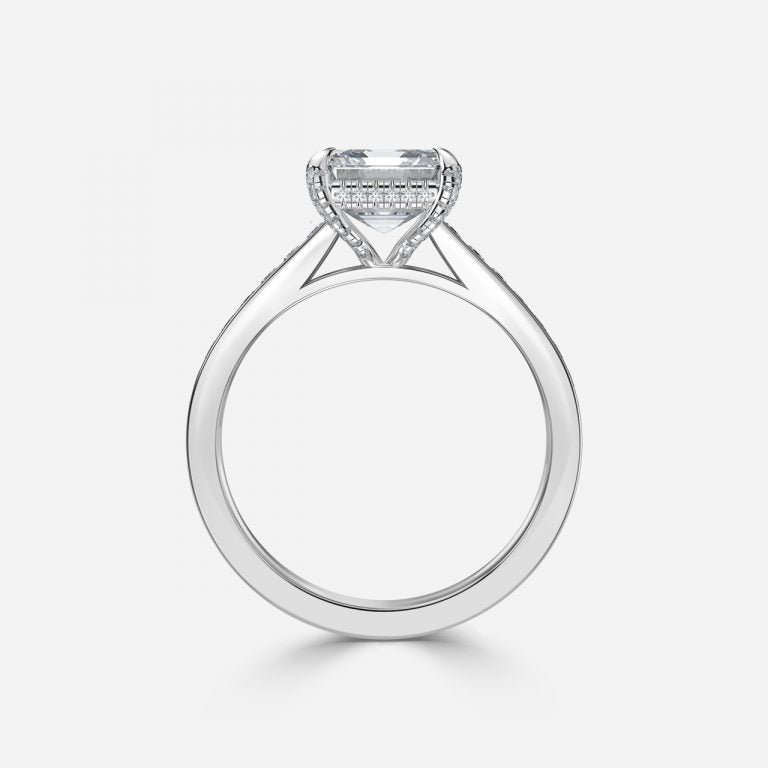 Mithrial Asscher Hidden Halo Lab Grown Diamond Engagement Ring