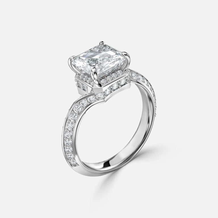 Aria Asscher Hidden Halo Lab Created Diamond Engagement Ring