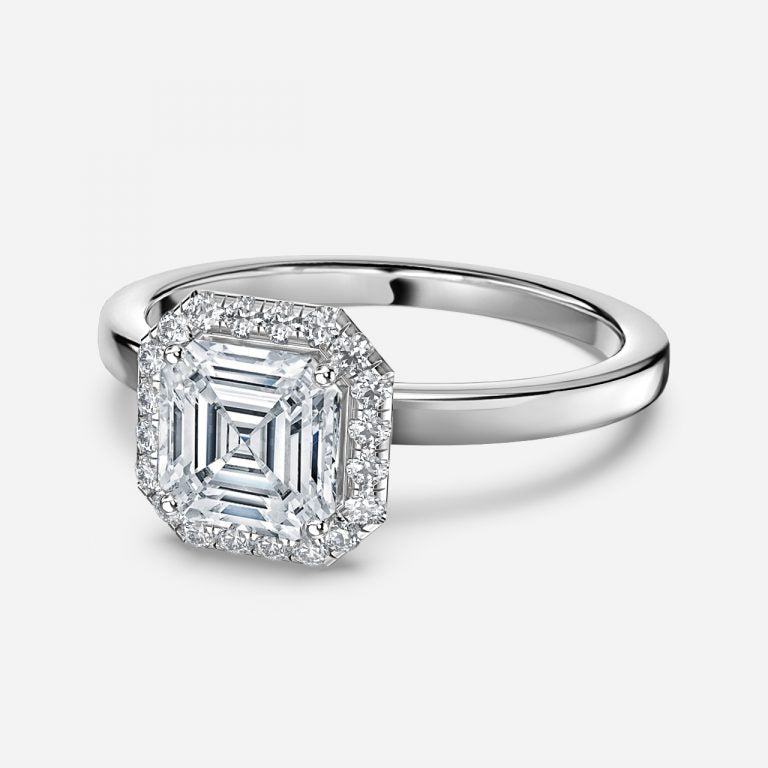 Nhẫn đính hôn kim cương nhân tạo Jodha Asscher Halo