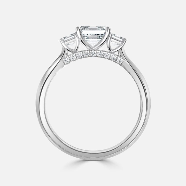 Dae Asscher Three Stone Lab Grown Diamond Engagement Ring