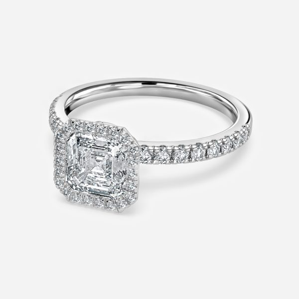 Nhẫn đính hôn kim cương nhân tạo Nefta Asscher Halo