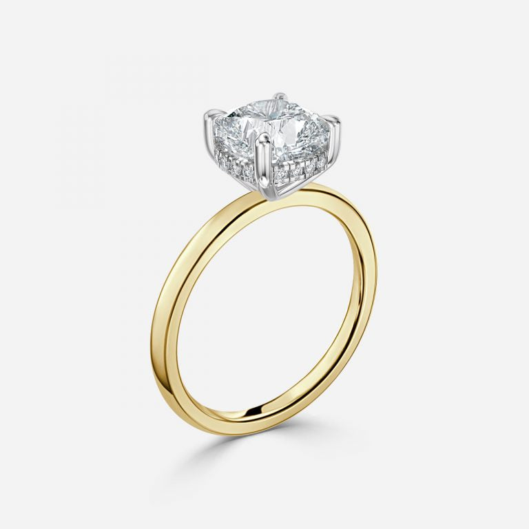 Vina Cushion Hidden Halo Lab Grown Diamond Engagement Ring