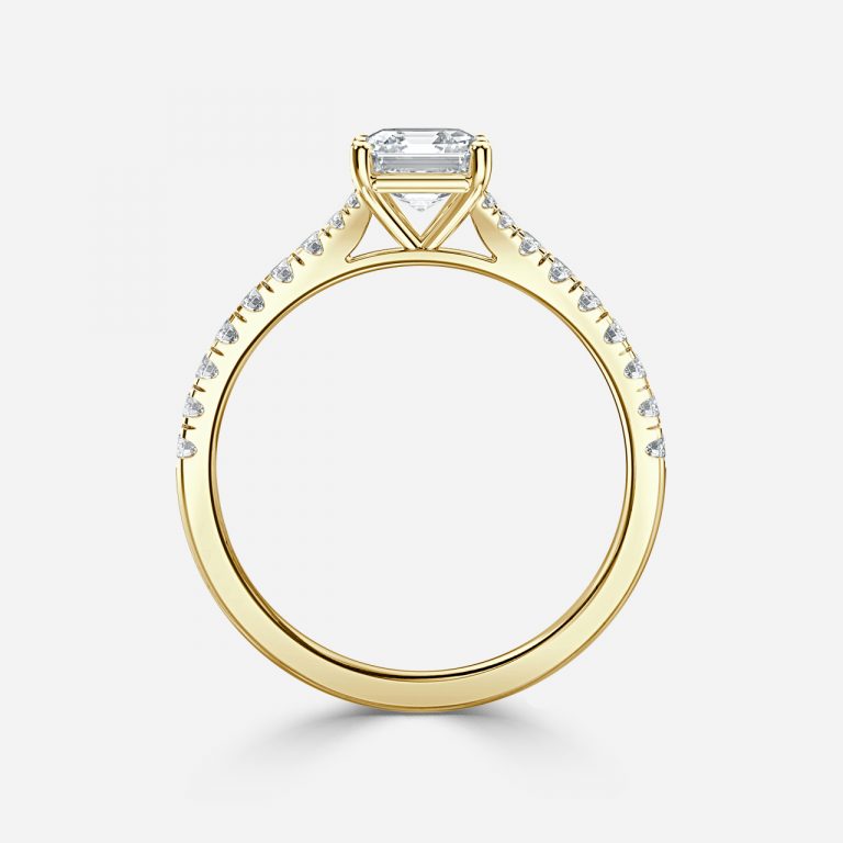 Aradia Asscher Lab Diamond Band Engagement Ring