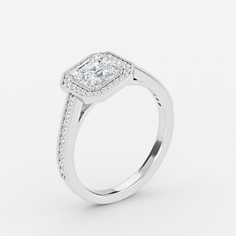 Elswin Asscher Halo Lab Grown Diamond Engagement Ring