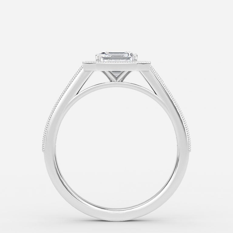 Elswin Asscher Halo Lab Grown Diamond Engagement Ring