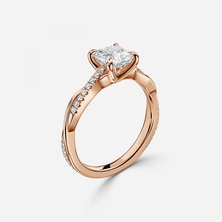 Nefereti Asscher Lab Diamond Band Engagement Ring