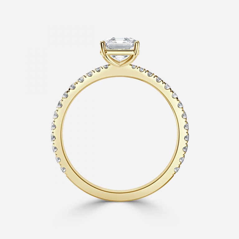 Crown Asscher Lab Diamond Band Engagement Ring